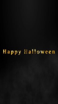 Happy Halloween Neon Text Animation on Black Background with Glowing Pumpkins. Spooky Holiday Greeting, Seamless Loop 4K Motion Graphic.