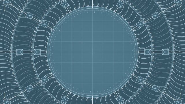 Abstract circular digital radar interface animation