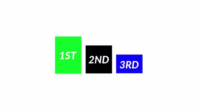 Animated Leaderboard ranking bar 1st 2nd 3rd position infographic animation in 4k animation with alpha channel animated rank block animation on transparent background 1st 2nd 3rd position animation