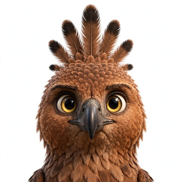 Cute Javan Hawk-Eagle Elang Jawa head 3D realistic caricature