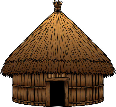  Honai Flat Vector Illustration, Papua Traditional
Round Thatched Hut House
