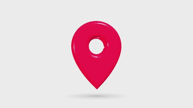 3D glossy red map location pin icon