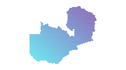 Zambia country map silhouette with halftone dot pattern and blue to purple gradient on white background © arsalan