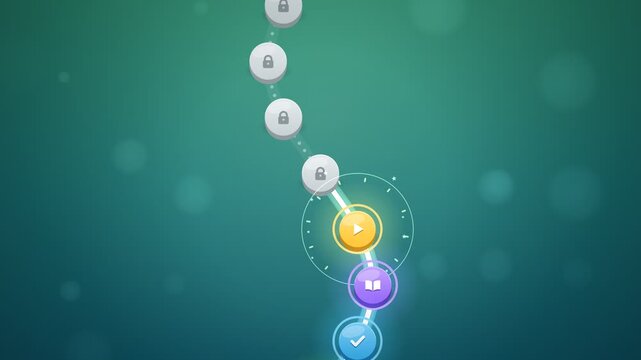 Gamified Learning Path Nodes Unlocking Animation