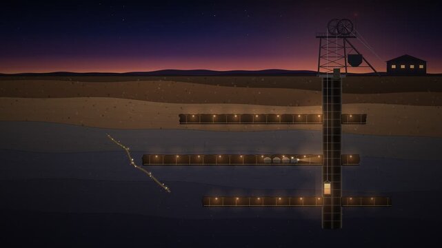 Mine Shaft Cutaway Headframe Hoist Cage Seamless Loop