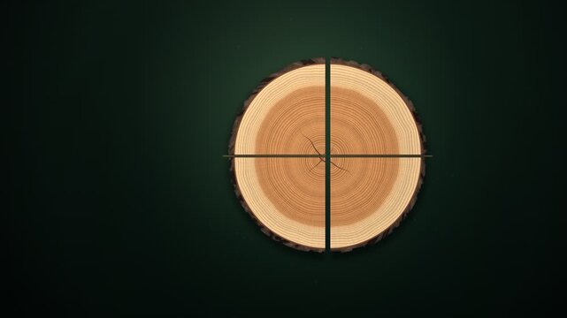 Sawmill Log Breakdown Into Lumber Boards Reveal Animation