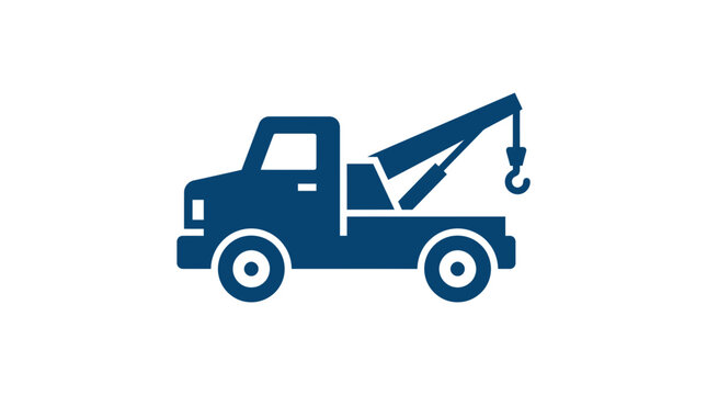 Minimalist Blue Tow Truck Vector Icon