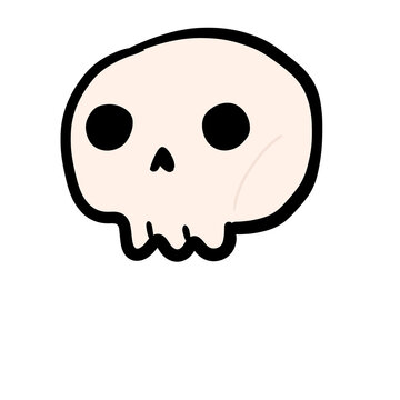 Cute skull doodle illustration isolated on white background