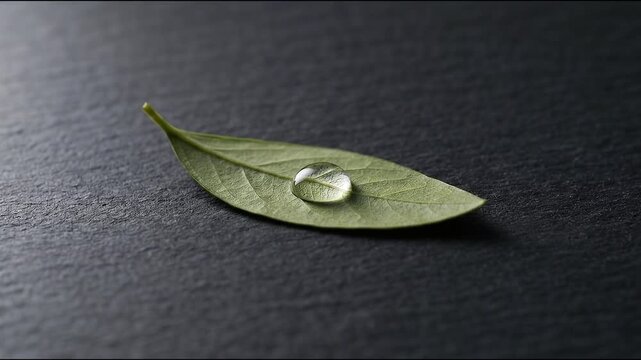 Water Droplet on Green Leaf Wellness Concept