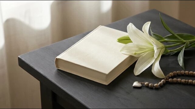 Prayer Book Rosary and Lily for Cabrini Day