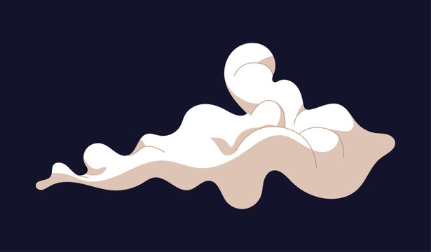 Cartoon smoke cloud collection, fluffy vapor puffs, steam and dust effects for explosions, movement and animation, playful smoky elements colored flat vector illustration.
