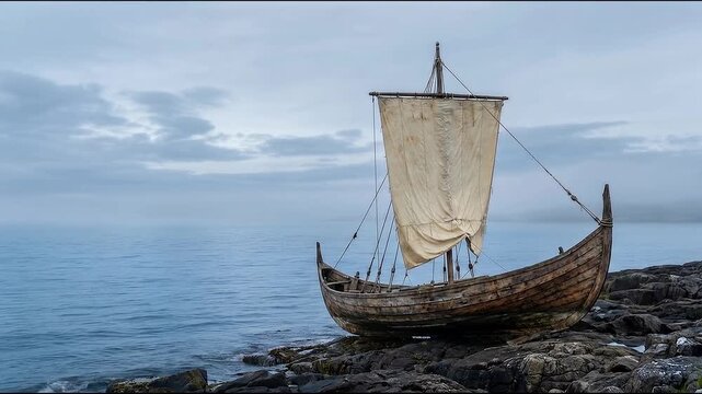 Viking Longship at Sea for Leif Erikson Day