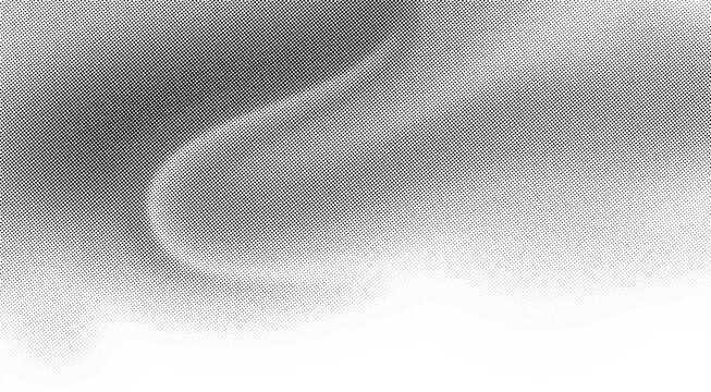 Monochrome Halftone Dot Wave Pattern on Transparent Background with Abstract Black and White Dotted Mesh