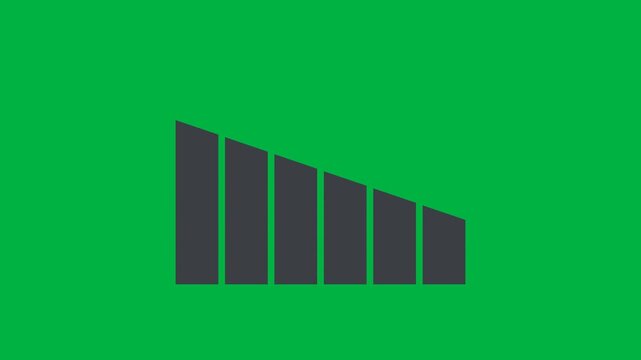 Business Bar Chart Showing Financial Loss with Downward Red Arrow on Green Screen Chroma Key Background