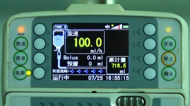 closeup of the Murphy's drip chamber  in hospital