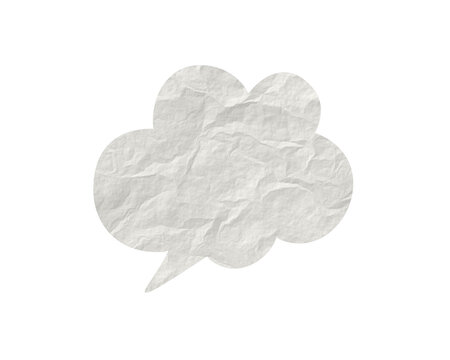 White blank cloud crumpled paper speech bubble scrapbook collages element