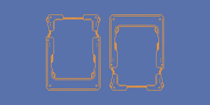 Cyberpunk Mech Border Card Frame Set Y2K Tech UI Graphic