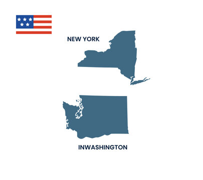New Jersey || Washington DC map state map vector outline illustration isolated on background