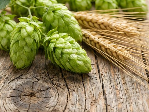 Fresh green cabbage on rustic wooden surface