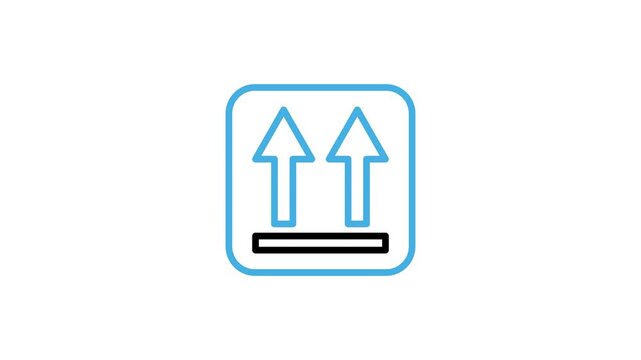 Box facing upwards sign and symbol icon animation. Cardboard box with up arrow animated video loops for warning, reminder, attention, caution and package box label. Motion graphics with alpha channel
