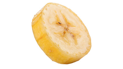 Single round slice of fresh ripe banana fruit isolated on transparent background © RRose