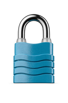 Blue padlock securing protection, safety, and confidentiality isolated. Transparent PNG image.
