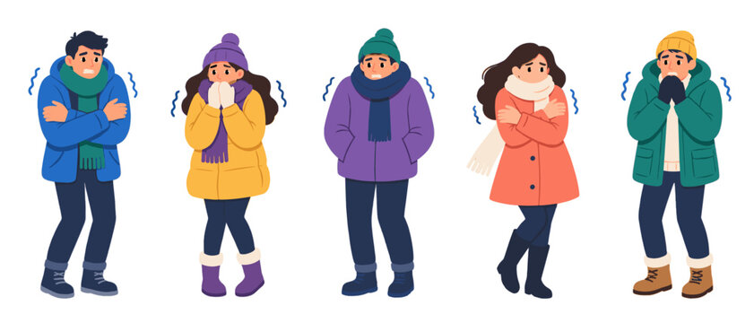 People feeling cold illustration