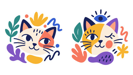 Fototapeta premium Abstract cat face illustration illustration