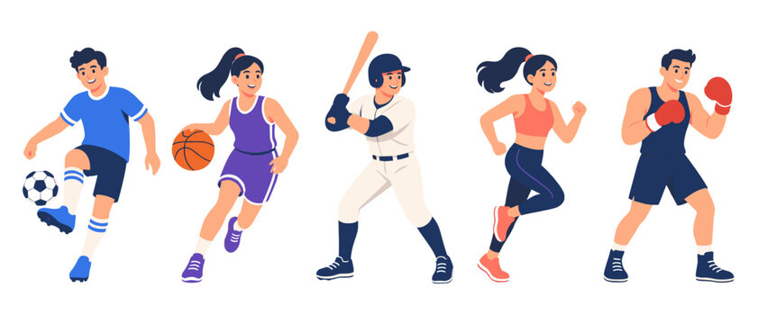 Athletes playing various sports illustration