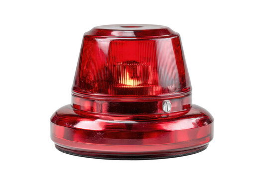 Emergency vehicle warning light a beacon of safety isolated on transparent background. Red emergency warning light beacon with glowing bulb isolated on white background.