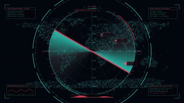 Scientific deep space radio astronomy parabolic radar interface featuring slow precision celestial sweep light year telemetry markers