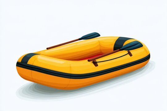 Bright yellow inflatable raft floats gently