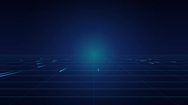 Blue futuristic light trail in dark space