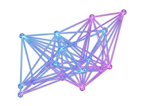 Virtual data visualization, connected graph nodes