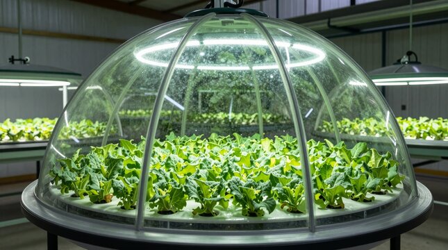 A state-of-the-art hydroponic system designed for indoor cultivation of fresh leafy greens. This innovative setup ensures optimal growth conditions and sustainability.