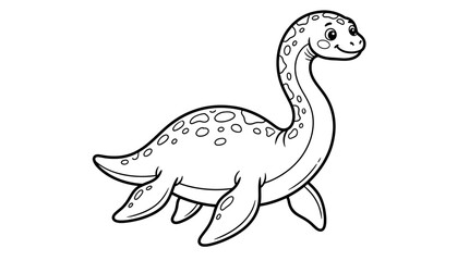Fototapeta premium Cute cartoon plesiosaur isolated on white background