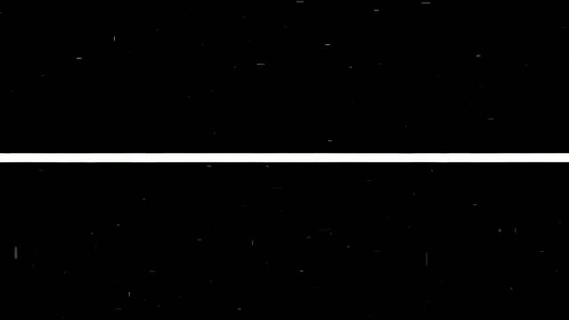 Abstract minimalist horizontal glowing white line on a dark black background with subtle star particles