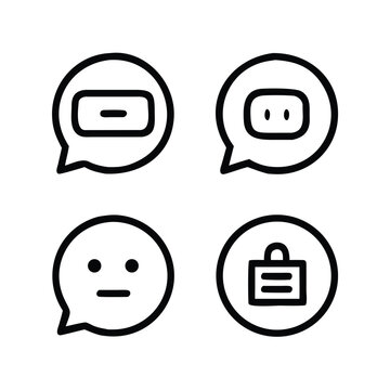 Four simple communication icons with speech bubbles