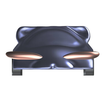 Cat Car 3D Chrome Y2K Futurism Front View Symmetrical Render