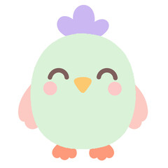 Cute pastel green chick bird illustration isolated on transparent background png © Rianity