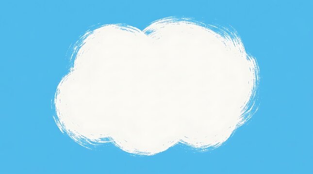 White cloud shape with brush strokes on a blue background