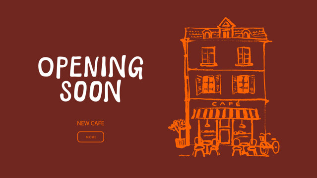 Hand drawn bakery facade. European local shop vintage sketch. Menu and packaging design. Vintage cozy bakery branding. Crayon doodle vector illustration.