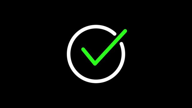 Animated green checkmark in white circle, minimalist ui motion for success and approval tick approved