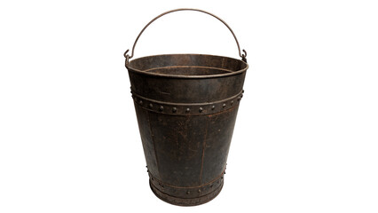 Old rusty iron metal bucket isolated on transparent background © Florence