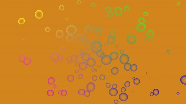  Colorful Air Bubbles Rising on orange  Background, Underwater Oxygen and Carbonated Fizz Animation 