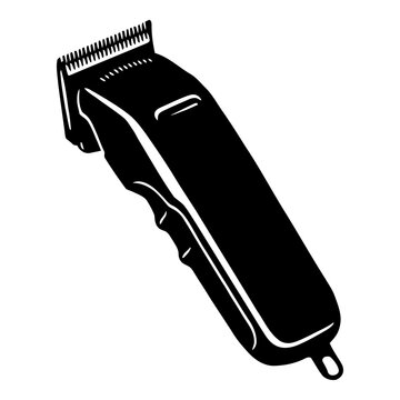 Electric hair clippers shown in a black silhouette style