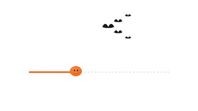 Halloween pumpkin loading bar progress animation on green screen