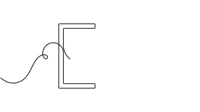 Digital square bracket icon sign continuous one line drawing on white background minimalist single art concepts for typography text and character coding symbol animation video