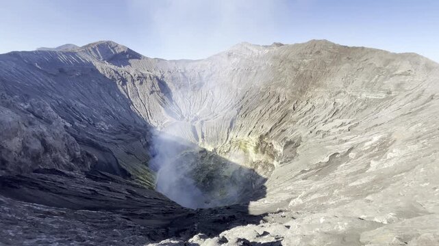 Bromo Volcano Crater with Natural Hissing Sound in Bromo Tengger Semeru National Park