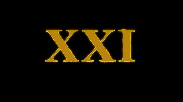Animated Glowing Golden Roman Numeral XXI Logo